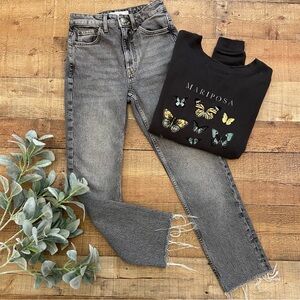 Topshop Charcoal Straight Leg Jeans Hi Rise Waist